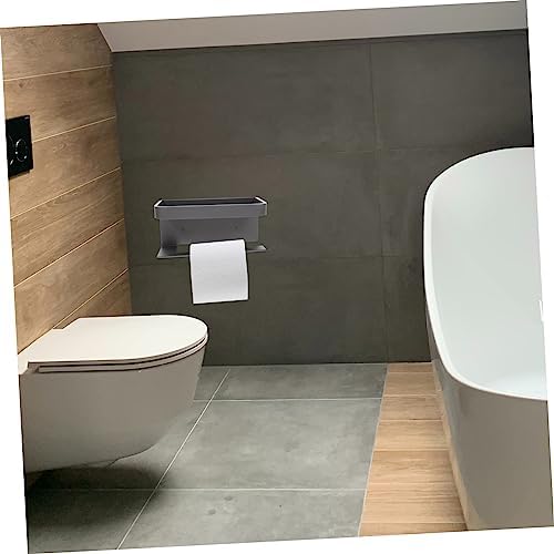 STOBOK Wall Mounted Toilet Paper Holder with Shelf