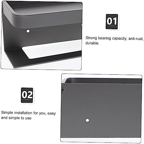 Bathroom Toilet Paper Holder Wall-Mounted Aluminum Shelf Storage Stand