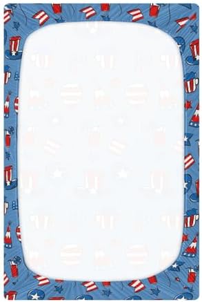 KICPOAY July 4th Flag Star Balloon Crib Sheets 1