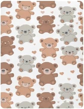 ALAZA Cute Teddy Bear Crib Sheets for Girls and Boys