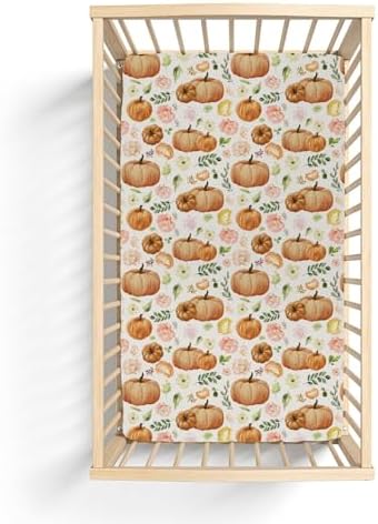 Soft Snug Fitted Crib Sheets with Pumpkin Design