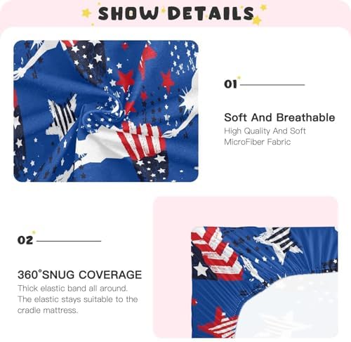 KICPOAY 4th of July Statue of Liberty Crib Sheets