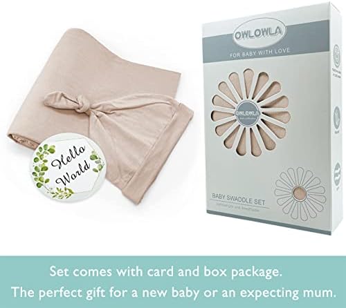 OWLOWLA Swaddle Blanket and Hat Set for Newborns