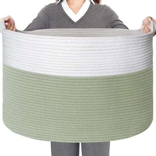 Extra Large Cotton Rope Basket - Green 236 x 236 x 141