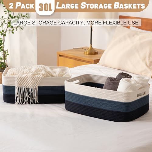 2-Pack Woven Storage Baskets for Shelves and Closets