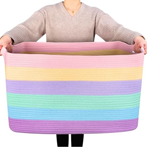 MINTWOOD Design 22in Rainbow Woven Storage Basket
