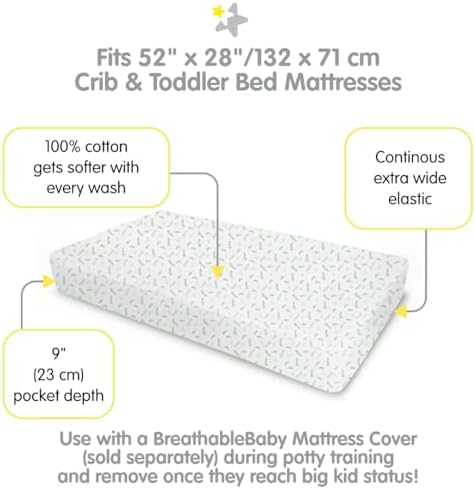 BreathableBaby Cotton Percale Fitted Sheet 2-Pack