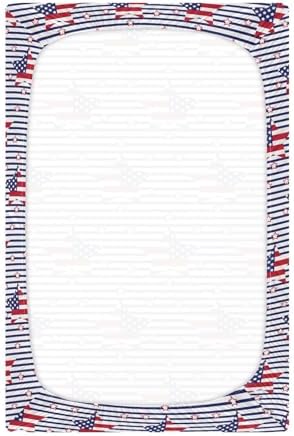 KICPOAY Fitted Crib Sheets with American Flag Pattern