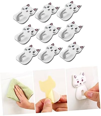 Amosfun 9pcs Cat Shaped Wall Hooks for Bathroom Storage