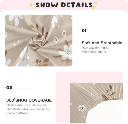 ALAZA Daisy Flower Boho Crib Sheets for Girls and Boys