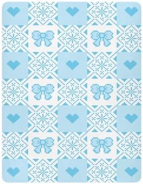 KICPOAY Pixel Blue Bow Heart Crib Sheets Set