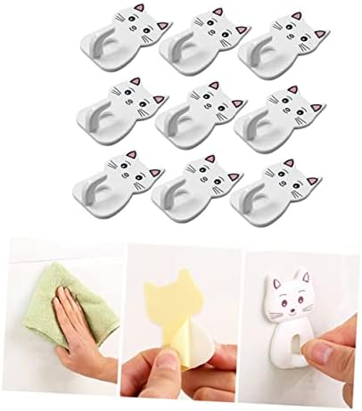 9pcs Cat Shaped Towel Hooks for Bathroom Storage