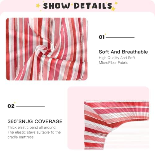 Gbjiemia Baby Crib Sheets Red Stripes for Boys Girls