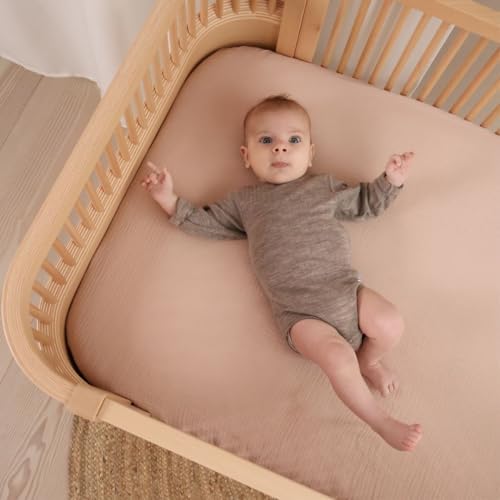Huxie Organic Cotton Muslin Crib Sheet 28x52 Blush
