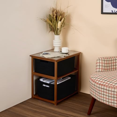 MiniArk 2-Pack Woven Rope Storage Baskets Black 17x13x75