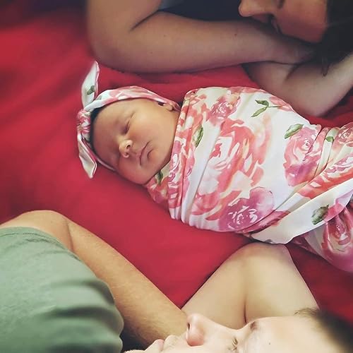 DRESHOW BQUBO 3 Set Floral Swaddle Blanket with Headbands