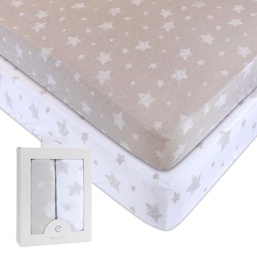 Elys Co Crib Sheets 2 Pack Tan Drawn Star 1