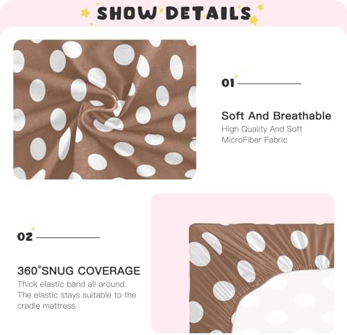 Joisal White Brown Retro Polka Dot Crib Sheets for Boys
