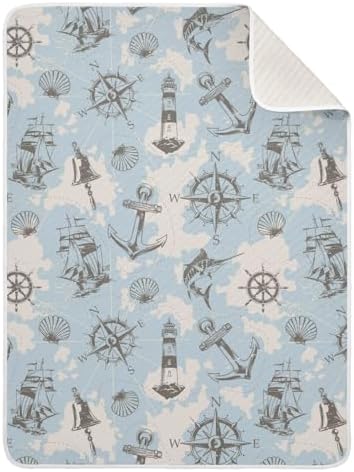 Baby Swaddle Blanket with Swordfish Ship Anchor Design