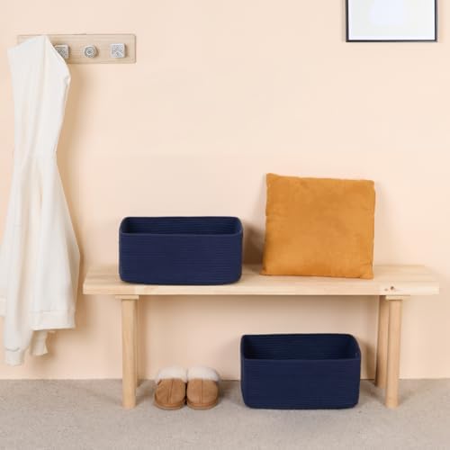MiniArk Large Storage Baskets 2 Pack Navy Blue 17x13x75