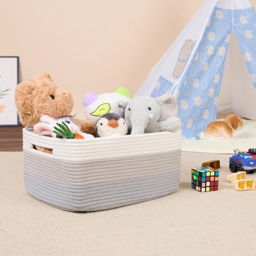 MiniArk Woven Rope Storage Baskets 2-Pack Gradient Grey