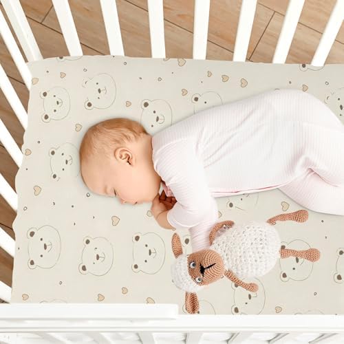 Wassud Cute Bear Crib Sheets Breathable Pack and Play Fitted 27x39 Inch
