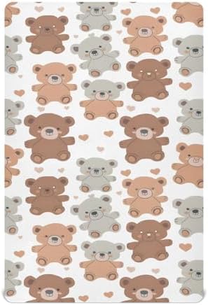 ALAZA Cute Teddy Bear Crib Sheets for Girls and Boys