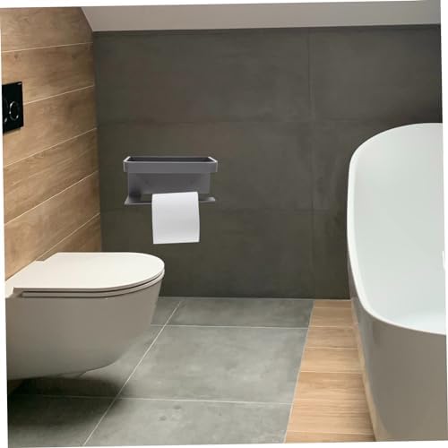 Toilet Paper Holder with Shelf - Durable Aluminum Bathroom Organizer