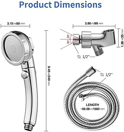 SINGSUO High Pressure Handheld Shower Head with 3 Modes and OnOff Switch