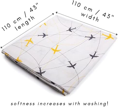 Ipek Kehribar Muslin Swaddle Blanket - 43x43 in 100 Cotton Airplane Print 1