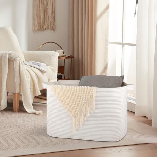 OIASKET 118L Extra Large Woven Blanket Basket with Handle