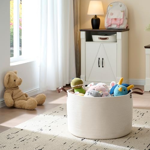Luxury Little Extra Large Cotton Woven Nursery Basket with Handles 1