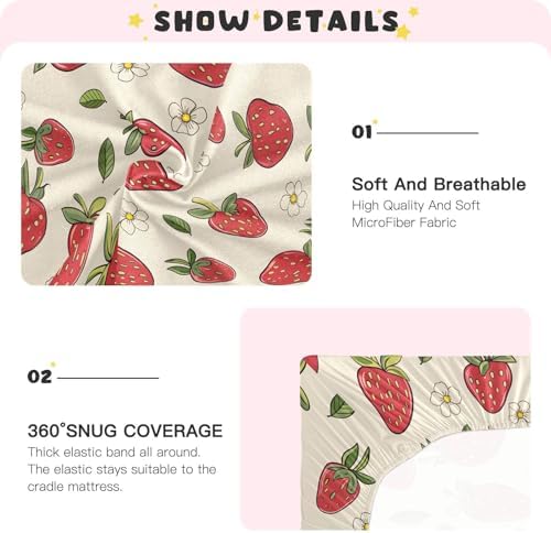 ALAZA Strawberry Berry Crib Sheets for Girls and Boys