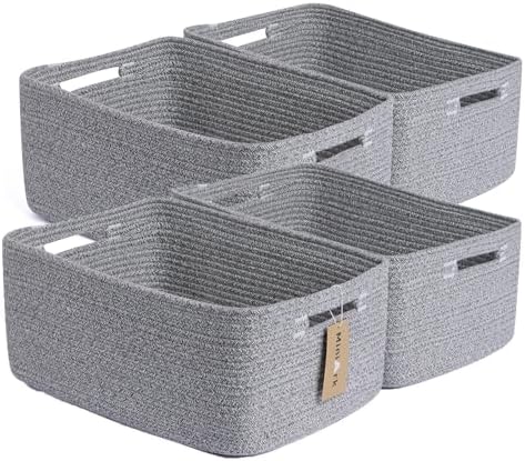 MiniArk 4-Pack Large Woven Rope Storage Baskets 17x13x75