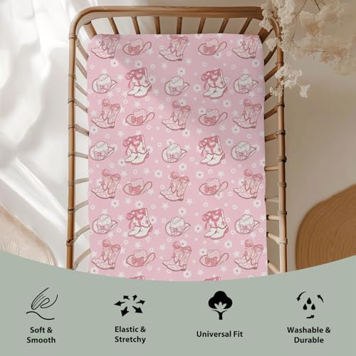 Pink Floral Bows Crib Sheet for Girl