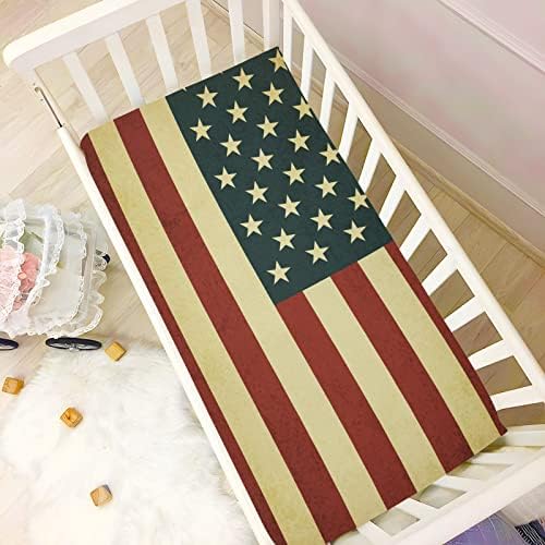 ALAZA USA Vintage American Flag Crib Sheets