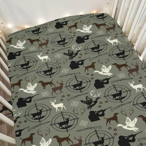 Hunting Deer Duck Baby Crib Sheets 52x28 Inch Fitted Mattress Cover