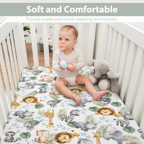 Jungle Friends Crib Sheets for Boy Girl 52x28 1