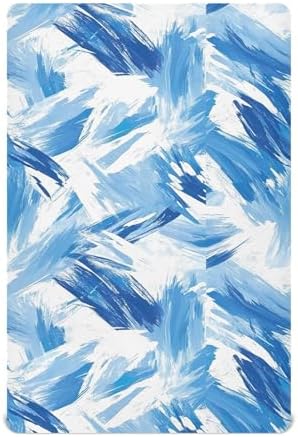 Wassud Abstract Blue Strokes Crib Sheets 27x39 Inch