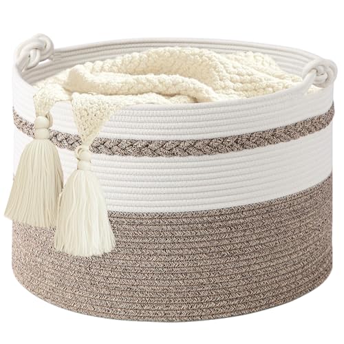 HOBASKET Large Woven Rope Storage Basket 20x13 Inch