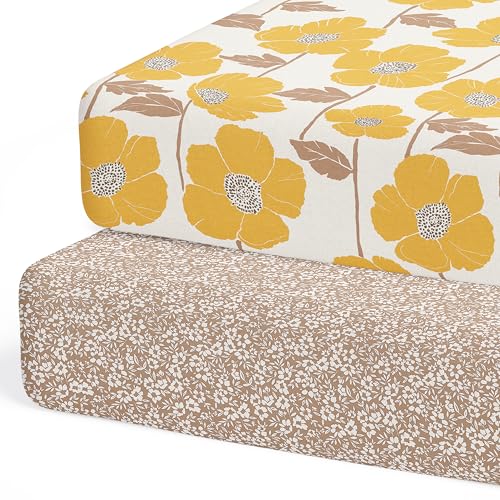 Sorrel Fern Crib Sheets - 2 Pack Neutral Poppy Fields