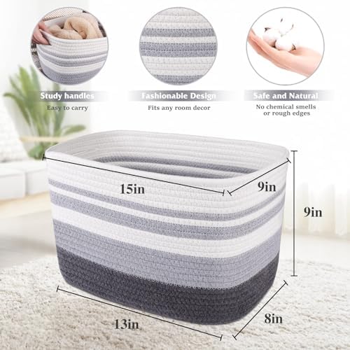 WISELIFE 3 Pack Storage Baskets Grey