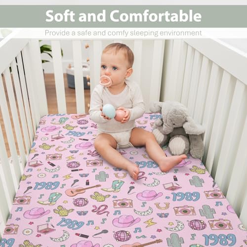 Soft Stretchy Crib Sheets for Boy Girl 52x28 Desert Country Cactus Moon