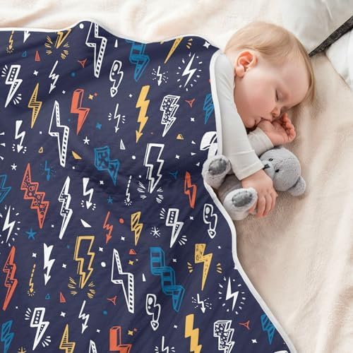 SHJI Baby Swaddle Blanket with Lightning Bolts Design 30x40in