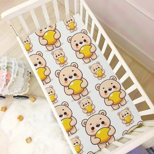 ALAZA Cartoon Bear Lemon Crib Sheets for Kids