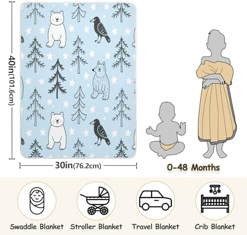 Personalized Nordic Bear Blanket for Baby 30x40in