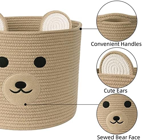 Bear Laundry Baskets with Handles Khaki