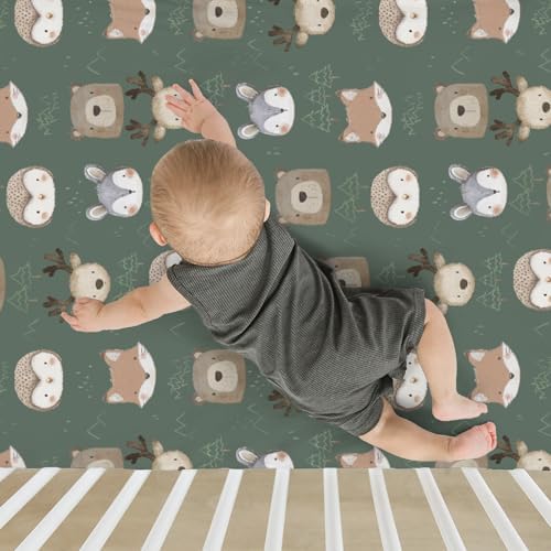Baby Animals Crib Sheet Bear Deer Bunny Soft Fitted