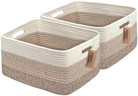 COMFY-HOMI 2pc Large Storage Baskets for Shelves and Closets