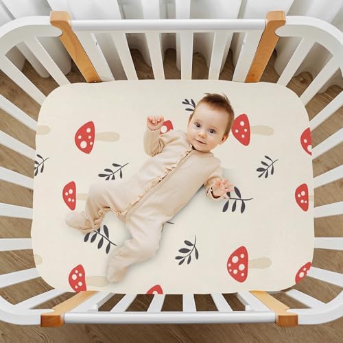 Wassud Mushrooms Pattern Crib Sheets 28x52 Inch